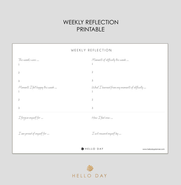 Weekly Reflection Printable Hello Day