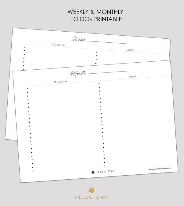 Weekly & Monthly To Dos Printable