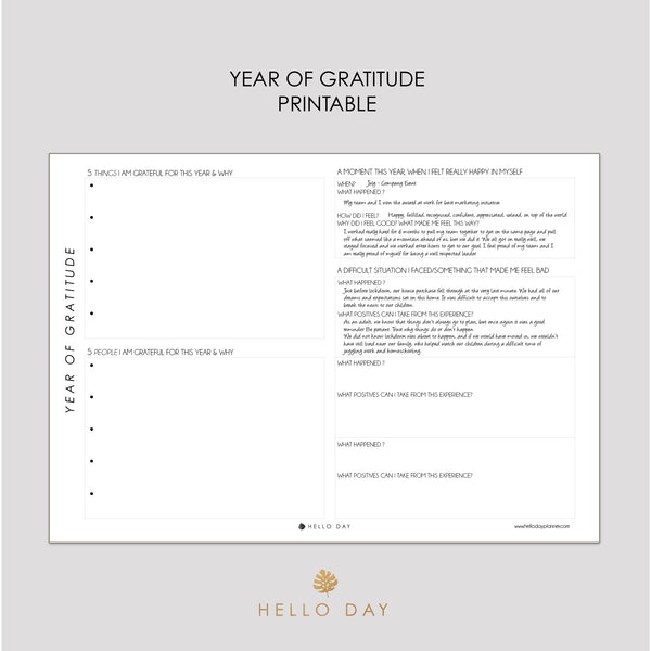Year of Gratitude Printable